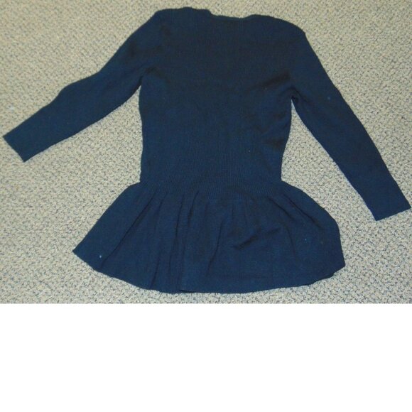 Womens Sweater Roz & Ali Black Large Petite Ribbed 3/4 Long Sleeve V-Neck LP - Picture 4 of 4